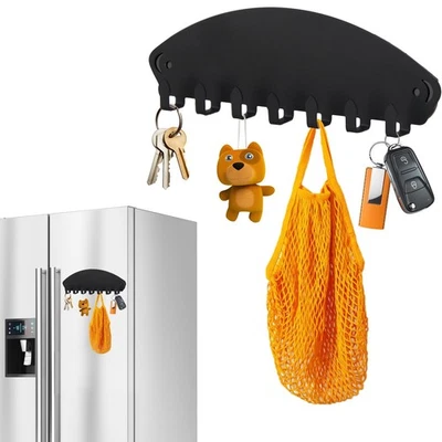 Gancho magnético de montaje en pared organizador porta llaves con 7 ganchos para refrigerador Foto 1 de 4