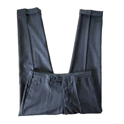 Incotex Slowear Modern S100's Dress Pants Windowpane Dark Gray 34x32 Men MINT - Image 1 of 4