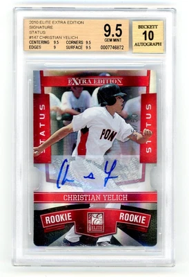 2010 Donruss Elite Extra Edition /50 CHRISTIAN YELICH Auto #147 BGS 9.5 - Image 1 of 2