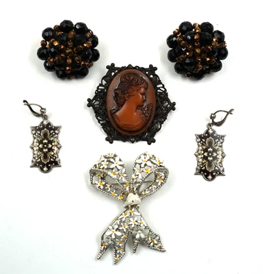 Fantástico Broche Camafeo Estilo Victoriano Vintage de Lote 4, Pendientes, Prendedor Foto 1 de 4
