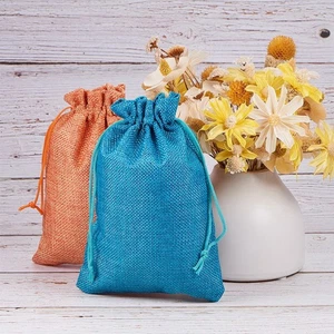 Bolsa con cordón de lino de 10 piezas de diferentes colores bolsa de joyería bolsa de almacenamiento bolsa de embalaje - Imagen 1 de 12