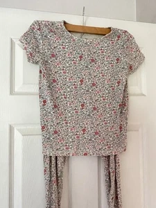 Gap Girls Size 14 Two Piece Pajamas Pj’s Floral Short Sleeve Shirt Pants Cotton - Picture 1 of 5