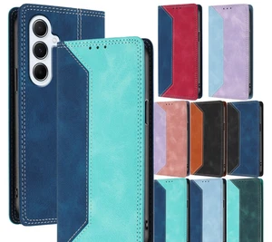 Magnetic Splice Leather Wallet Phone Case for Google 10 9 8 7 6 Pro 5A 7A 8A 6A - Picture 1 of 24