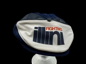 RARO VINTAGE! Cappello berretto piatto Fighting Illini anni 80 berretto Challenger maglia chiusura frontale, USA - Foto 1 di 13