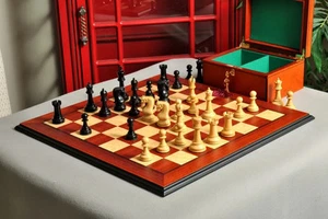 The Leningrad Series Chess Set, Box, & Board Combination - Ebonized Boxwood & Na - Picture 1 of 9