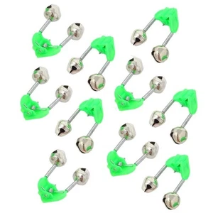 10 Pcs Fishing Rod Extra Loud Alarm Dual Alert Bell Green Silver Tone - Picture 1 of 5