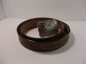 Ariat Belt Buckle Geniune Leather Men's Size 44 W1.75in Western Country B1355 - Picture 1 of 24