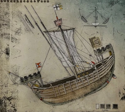 Rainer Hercks Signierte Original Radierung - Schiffschaukel - Andruckexemplar - Bild 1 von 4