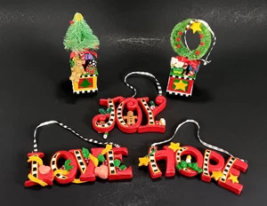 VTG Mary Engelbreit Hope Joy Love Christmas Ornaments 5pc Kurt S Adler Decor - Picture 1 of 23