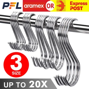 10/20X Stainless Steel S Shape Hooks Kitchen Hanger Rack Clothes Hanging Holders - Picture 1 of 8