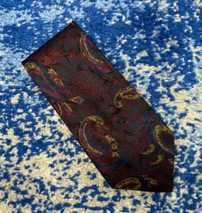 Corbata de cachemira abstracta Bachrach vintage oro azul borgoña púrpura rojo profundo - Imagen 1 de 6