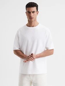 $75 REISS Tate Oversized Garment Dye T-Shirt | White | Small - Picture 1 of 9
