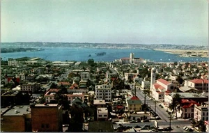 Vintage Kalifornien Kalifornien San Diego Hafen Vogelperspektive Union Oil Company Postkarte - Bild 1 von 2