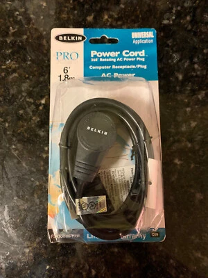 Belkin 360 Degree Flat Rotating Male Power Cord to 3-Prong IEC Socket, 6 ft, NEW - Image 1 of 2