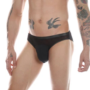 Hombres Calzoncillos Sexy Transparente Ropa Interior Tiro Bajo Transpirable Malla Patchwork Bolsa - Imagen 1 de 26