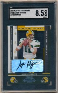 AARON RODGERS 2005 PLAYOFF CONTENDERS RC ROOKIE AUTOGRAPH SP AUTO SGC 8.5 NM-MT+