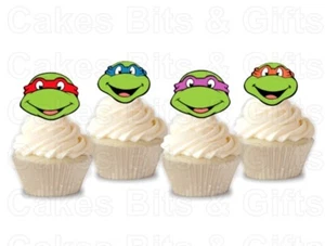 24 PRECUT Stand Up TEENAGE MUTANT NINJA TURTLES Edible WaferCARD Cupcake Toppers - Picture 1 of 2