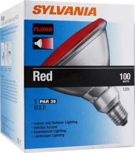 100PAR/FL/R/RP/SYL 100W PAR38 RED 120V SYLVANIA 6PC 13933 - Picture 1 of 1