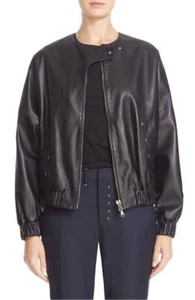 Neu mit Etikett Colovos Leder-Bomberjacke schwarz Damengröße 4 $ 2395 hergestellt in Italien - Bild 1 von 5