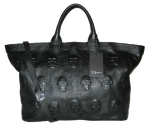 NWT IOPELLE ITALIA Large SKULL Embossed Leather Shoulder Bag Tote MSRP$695 - Picture 1 of 6