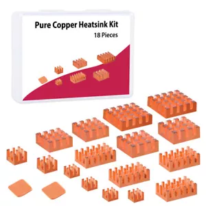 Pure Copper Heatsinks 18 Pieces Heat sink for Raspberry Pi 5/Pi 4B - Picture 1 of 4