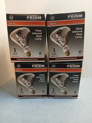 4x Halco Prism BR40 125 Watt 120V Infrared Heat Lamp Clear Medium Base - Image 1 of 4