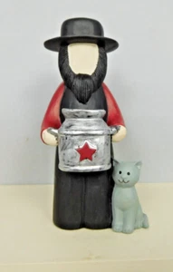 Amish Man holding milk can & a cat sitting beside - New by Blossom Bucket #13298 - Picture 1 of 5