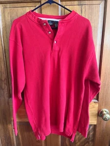 Original Red Head Shirt Mens Large Red Henley Button Long Sleeve Thermal Knit - Picture 1 of 5