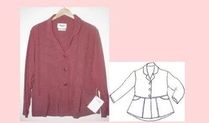 NEW S FLAX Rayon Temperate PRETTY PEPLUM JACKET / SHIRT Berry Crepe or Garden - Picture 1 of 2