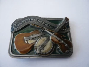 COUNTRY WESTERN MUSIK GROSSE SCHWERE GÜRTELSCHNALLE HERGESTELLT IN USA BERGAMOT 1984 - Bild 1 von 8