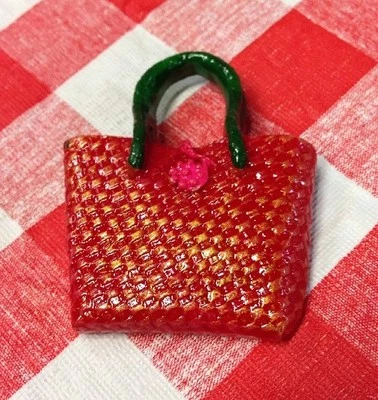 Note Holder 3D MAGNET Handbag Purse Pocketbook Flowers RED - Image 1 of 3