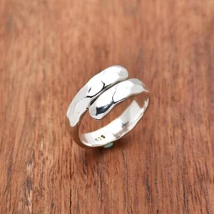 Solid 925 Sterling Silver Adjustable Hammered Ring Handmade jewellry For Women's - Picture 1 of 4