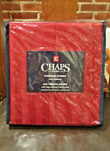 Chaps Ralph Lauren Red Damask Stripe King Bedskirt 500 Thread Count Cotton NEW