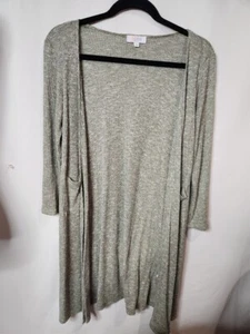 Lularoe Sariah Cardigan Duster Sweater Size 12 Green White Heathered - Picture 1 of 5