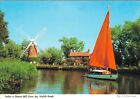 Sailing at Hunsett Mill, River Ant, Norfolk Broads : Vintage Postcard