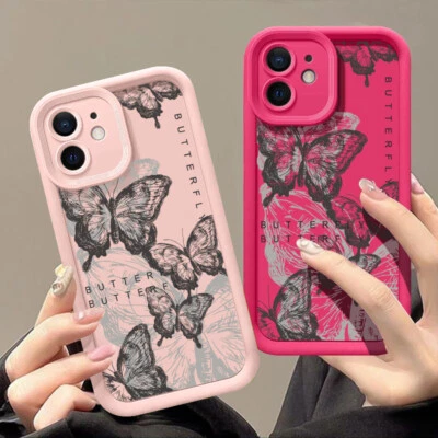 Case For iPhone 17 16 15 Pro Max 14 13 12 11 Silicone Butterfly Soft Slim Cover - Image 1 of 4