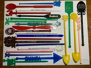 SWEET lot of ( 25 ) Cocktail Stirrers Swizzle Sticks Drink Bar VERY OLD Lot # 11 - Picture 1 of 1