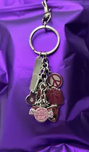 CUTE HARD ROCK/HOLLYWOOD METAL PURSE KEY RING/CHARM W/PEACE ,GUITAR, HEARTS,ETC. - Picture 1 of 5
