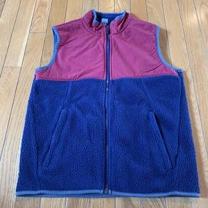 Old Navy Active Fleece Full Zip Sleeveless Large 10-12 Navy Blue & Maroon Red - Picture 1 of 6