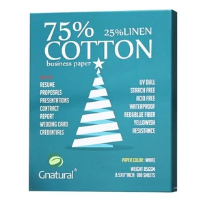 75% Cotton 25% Linen Paper, 85gsm Inkjet Printing Paper, 8.5"x11" White Color... - Bild 1 von 5