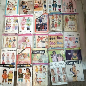 LOT OF 25 SEWING PATTERNS 18" DOLL CLOTHES SIMPLICITY MCCALL'S Butterick - Picture 1 of 11