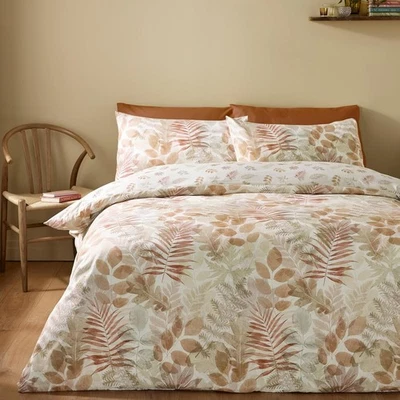 Autumn Leaves Duvet Cover Catherine Lansfield Double Quilt Bedding Set Natural