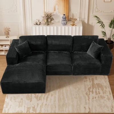 Sofá seccional modular en forma de L de 107" sofá convertible sofá de 4 estilos Foto 1 de 4