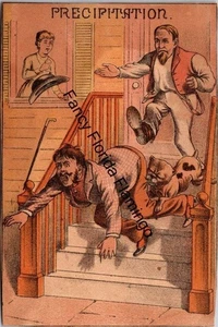 Antique "Precipitation" Masher Cigarettes Trade Card Victorian Comic Advertising - Picture 1 of 2