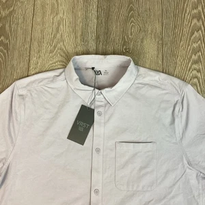 VRST Hombres Extra Grande Refinado Tejido Botón Piedra Púrpura NUEVA Camisa Manga Larga - Imagen 1 de 7