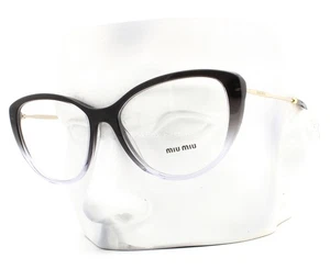 Miu Miu Eyeglasses Glasses VMU02S 05T-1O1 Black to Clear Light Blue 53mm w/Pouch - Picture 1 of 11