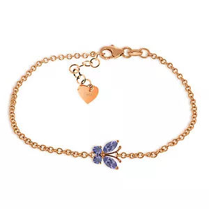 14K. SOLID GOLD BUTTERFLY BRACELET WITH TANZANITES - Picture 1 of 21