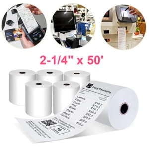 5 Rolls 2 1/4" x 50' Thermal Paper Credit Card Terminal Cash Register Receipt - Picture 1 of 6