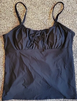 Top de natación Lands' End negro 18 corbatas delanteras tankini sujetador acolchado liso XL para mujer S834 Foto 1 de 4