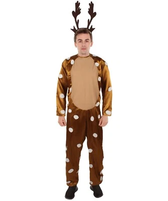 Adult Reindeer Costume for Men - Animal Jumpsuit for Halloween Cosplay Party - Image 1 of 4